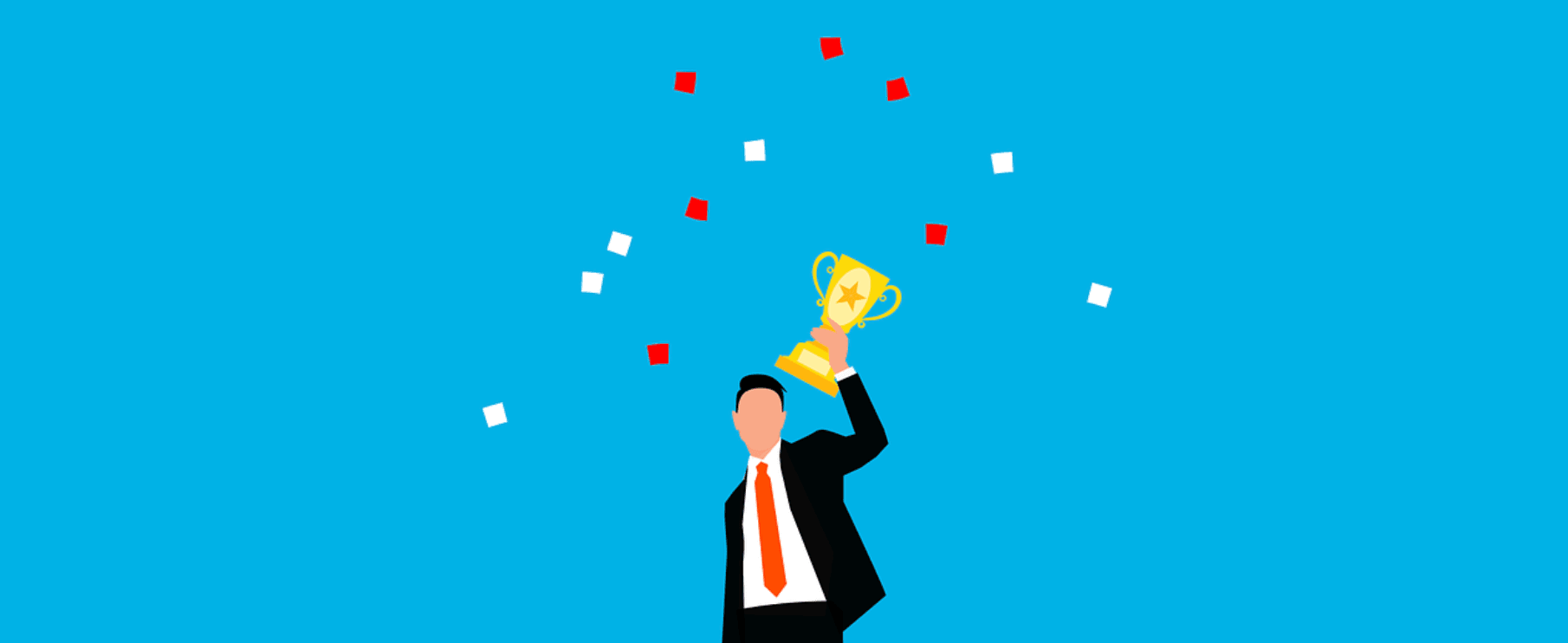 Employee receiving an golden cup award.