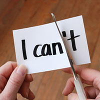 Image of cutting the words "I can't" in managing mentoring programs.