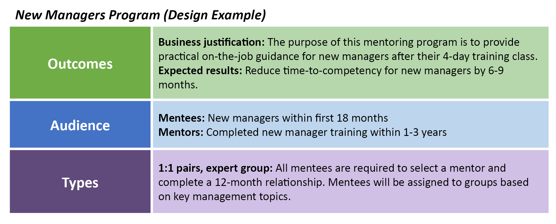 Mentoring Program Design Example