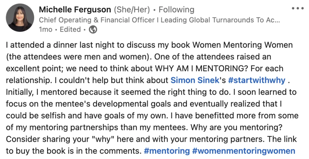 Michelle Ferguson on women mentoring women. 
