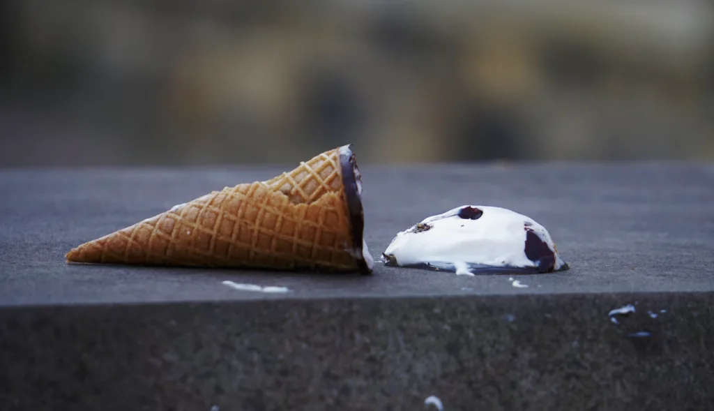Dropped Ice Cream Cone.
