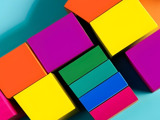 Image of different colored blocks representing the Pride flag.