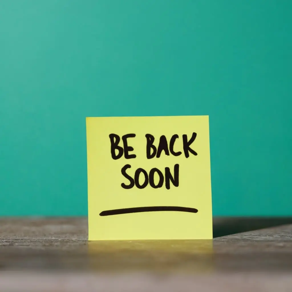 A sticky note with the words "be back soon" at the end of a mentoring relationship.
