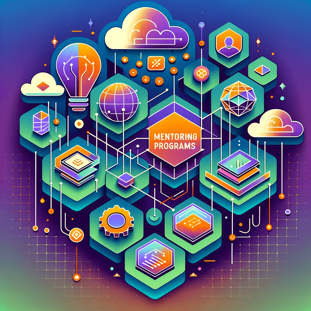 Mentoring at work featured image of complex geometric patterns.