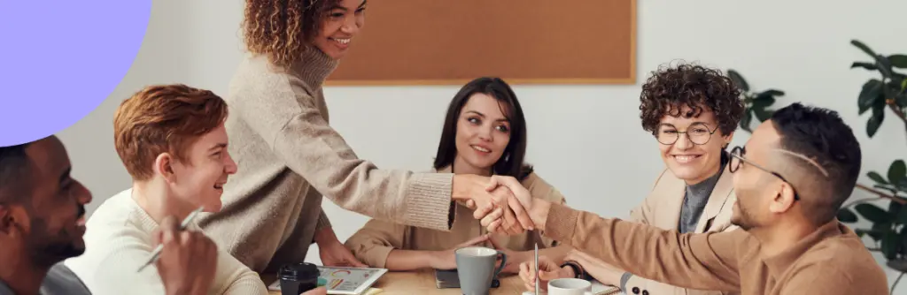 employees shaking hands