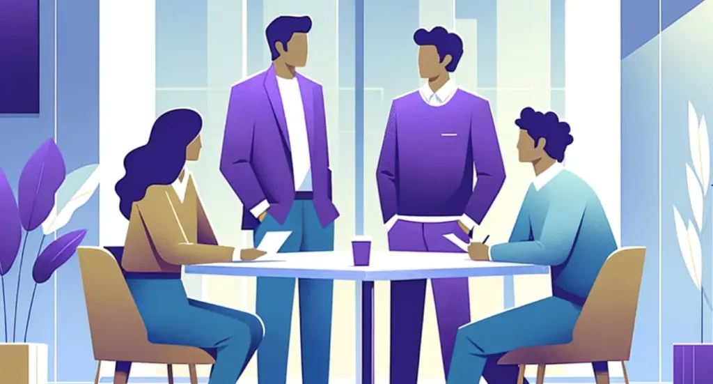 Illustration of employees chatting