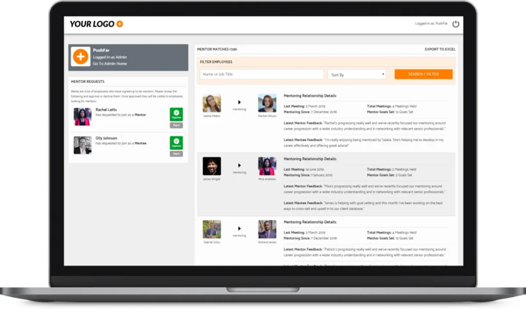 pushfar mentoring platform