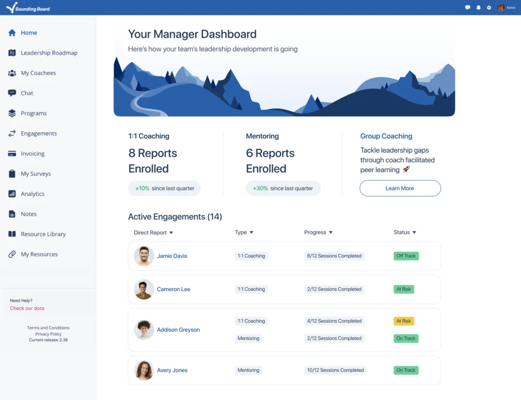 Top 11 Coaching Software Platforms for Scalable Employee Development 18 Sounding Board