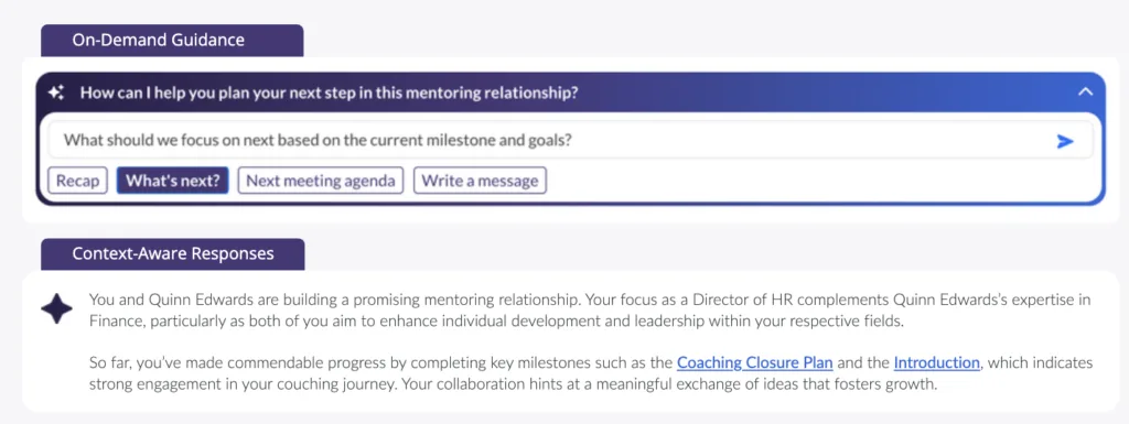 Image showing mentorcliQ smartsteps feature.