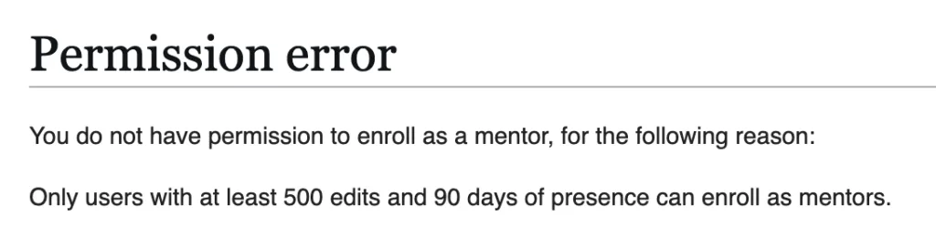 Wikipedia mentor requirements